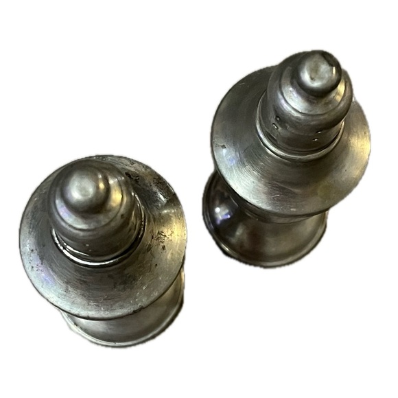 Antique Vintage Pewter WEB PEWTER Weighted Salt & Pepper Shakers 5 1/2" tall - Picture 5 of 8